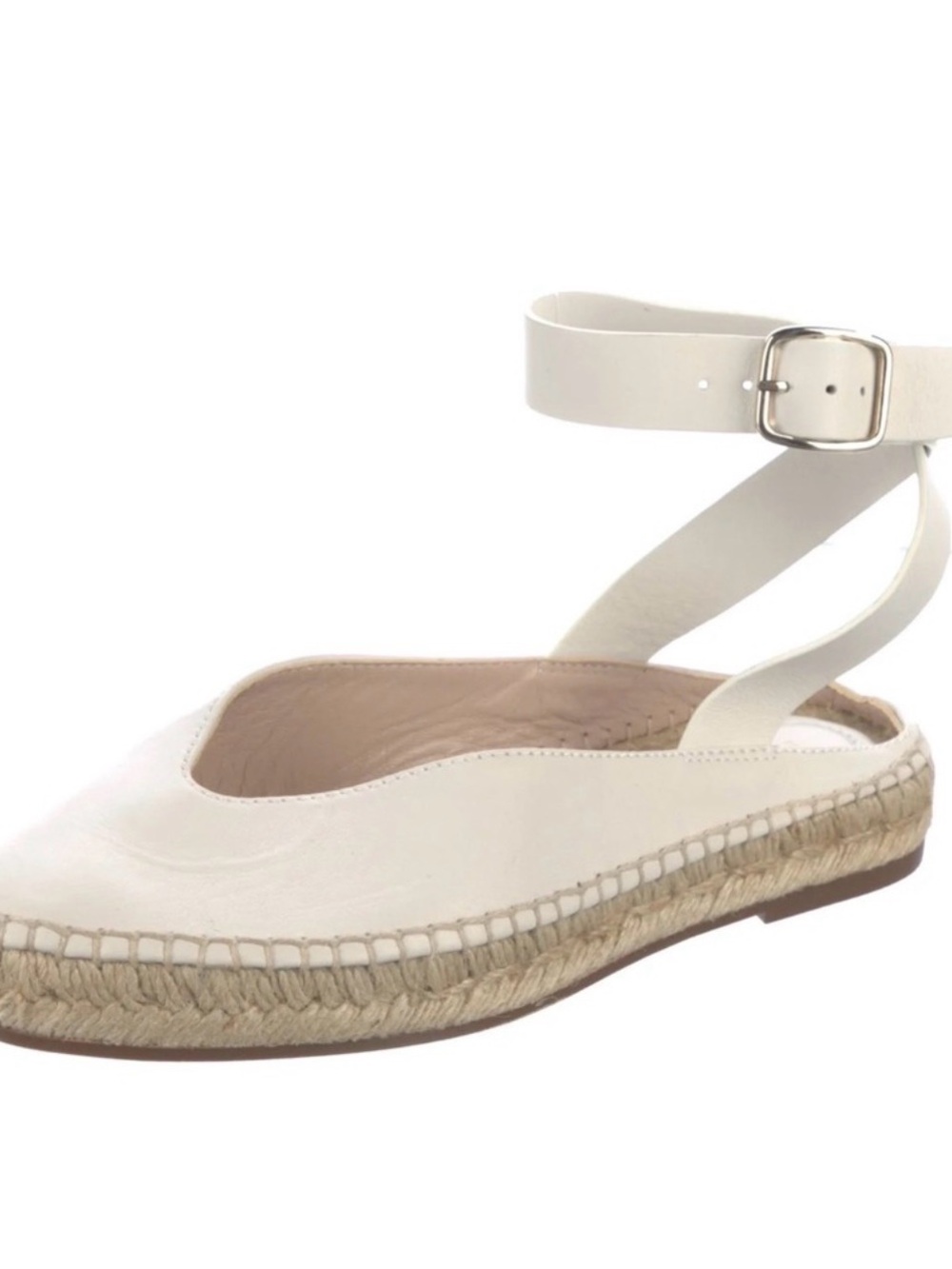 Stuart Weitzman White Leather Ankle Wrap Espadrille Flats Size 10 B